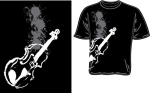 100359_M Violin Image T-Shirt (black and white, medium) . Music Treasures