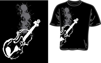 100359_M Violin Image T-Shirt (black and white, medium) . Music Treasures