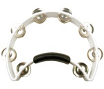 RT1020 Half Moon Tambourine (white, nickel jingles) . Rhythm Tech