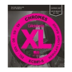 ECB81-5 XL Chromes 5 String Electric Bass Strings (light gauge, flat wound) . D'addario