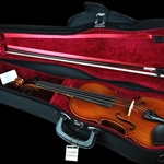 Eastman CA1301D 1/4 Size Violin Shaped Case - Black W/Red