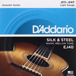 EJ40 Silk and Steel Acoustic Guitar Strings (light) . D'Addario