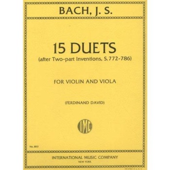 Duets (15) (after two-part inventions) . Violin and Viola . Bach