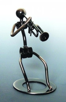 461157 Metal Trumpet Player Sculpture . Music Treasures