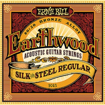 2043 Silk and Steel Earthwood Regular Acoustic Guitar Strings Set . Ernie Ball