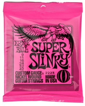 2223 Super Slinky Custom Gauge Electric Guitar Strings (nickel wound, 9-42) . Ernie Ball