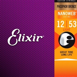 16052 Nanoweb Phonsphor Bronze Acoustic Guitar Strings (light) . Elixir