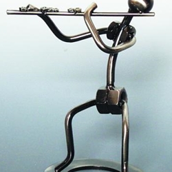 461154 Metal Flute Player Sculpture . Music Treasures