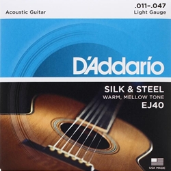 EJ40 Silk and Steel Acoustic Guitar Strings (light) . D'Addario