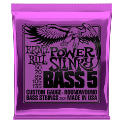 2821 Power Slinky Custom Gauge Bass Guitar Strings (5 string, roundwound) . Ernie Ball