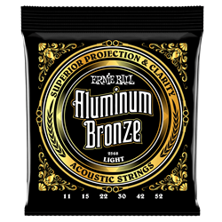 P02568 Aluminum Bronze Acoustic Guitar Strings (light) . Ernie Ball